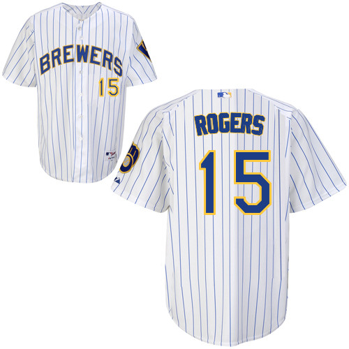 Jason Rogers #15 MLB Jersey-Milwaukee Brewers Men's Authentic Alternate Home White Baseball Jersey